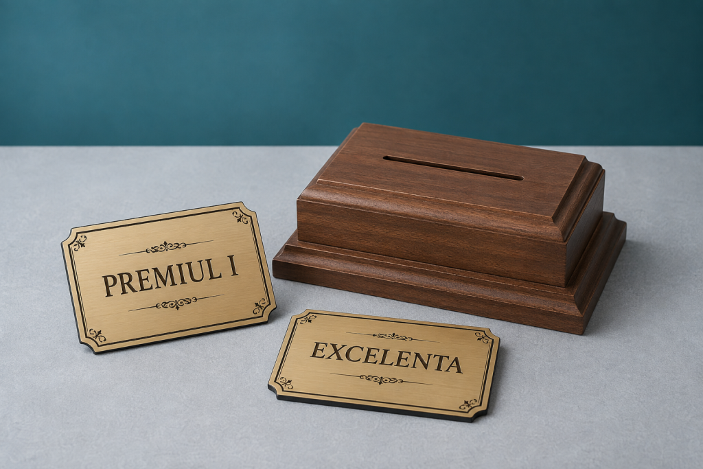Plăcuțe pentru trofee din Metalex — model demonstrativ, imagine generată